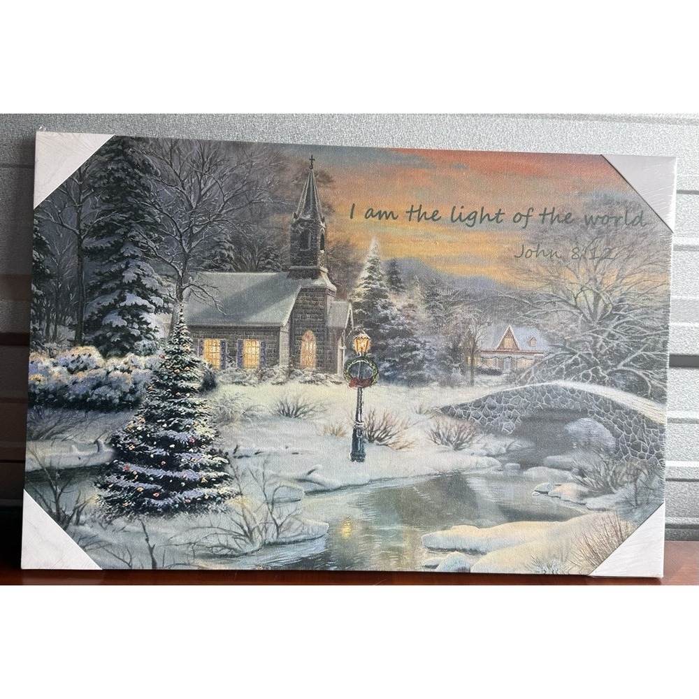 I Am The Light Of The World - John 8:12 LED Holiday Canvas Print. Sealed New